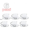 6 CAPPUCCINO KAFFEE-TEE GLASTASSE MIT STAHLGRIFF UND UNTERTASSE