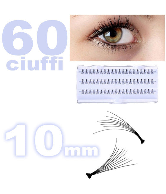 60 FALSCHE WIMPERNBÜSCHEL 10MM SCHWARZ FÜR NATÜRLICHE EINZELWIMPERN MAKE-UP VERLÄNGERUNG