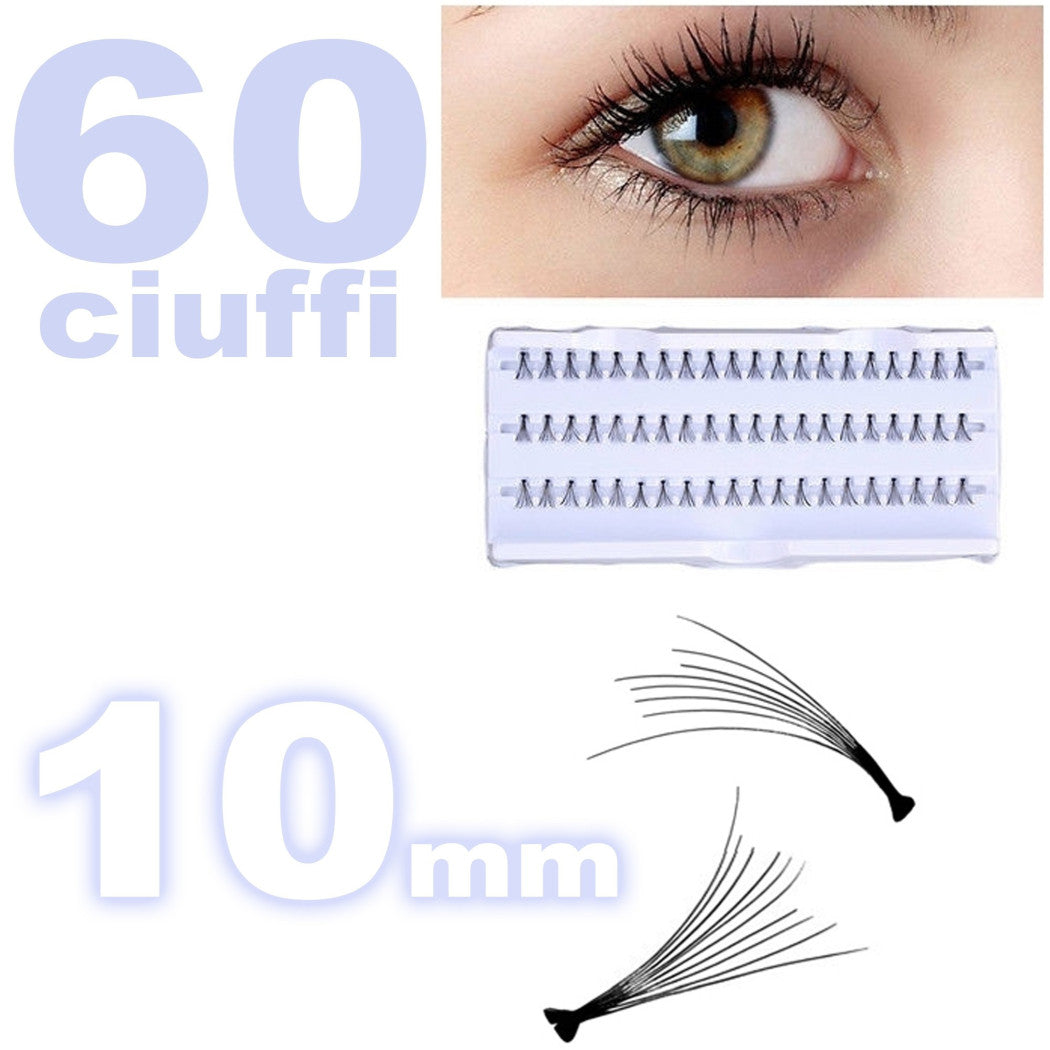 60 FALSCHE WIMPERNBÜSCHEL 10MM SCHWARZ FÜR NATÜRLICHE EINZELWIMPERN MAKE-UP VERLÄNGERUNG