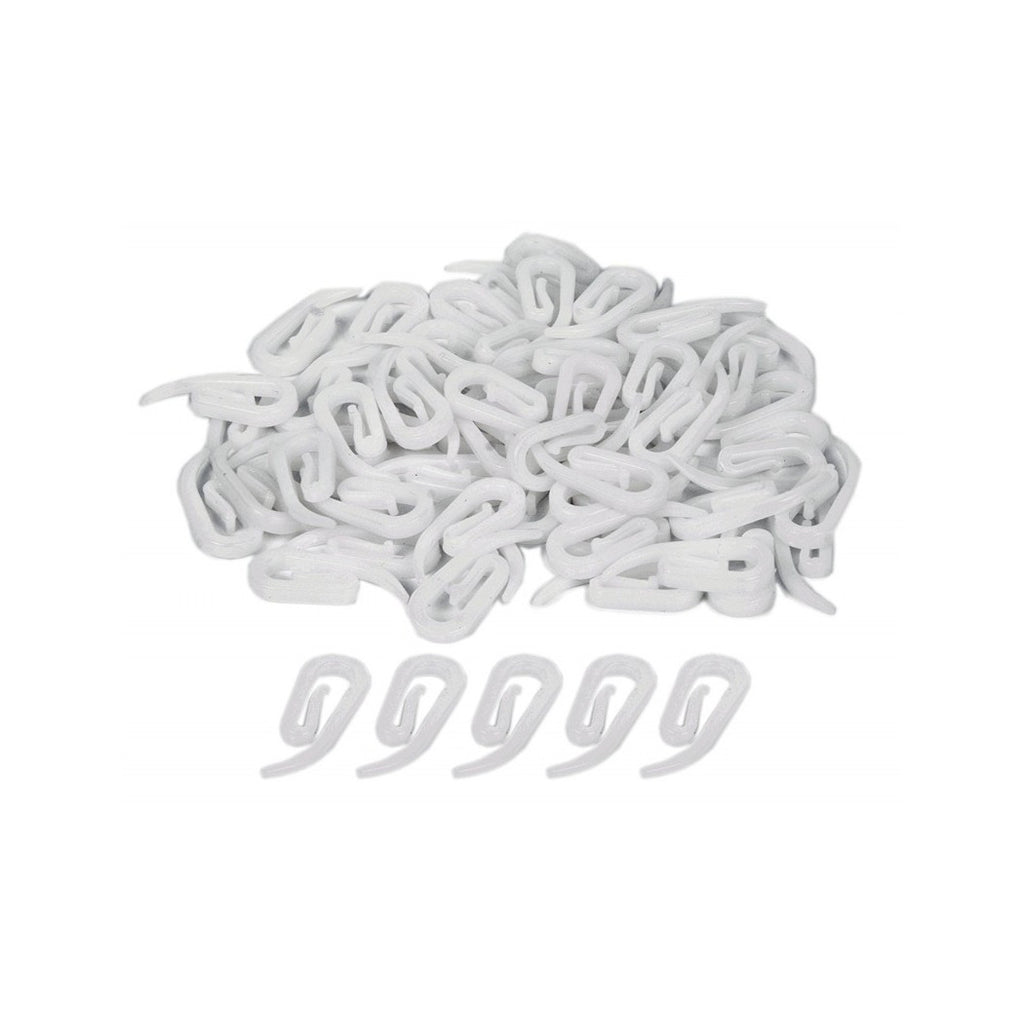 60 Stück weiße Kunststoffhaken in Proboscis Papera 25mm für Vorhangvorhänge