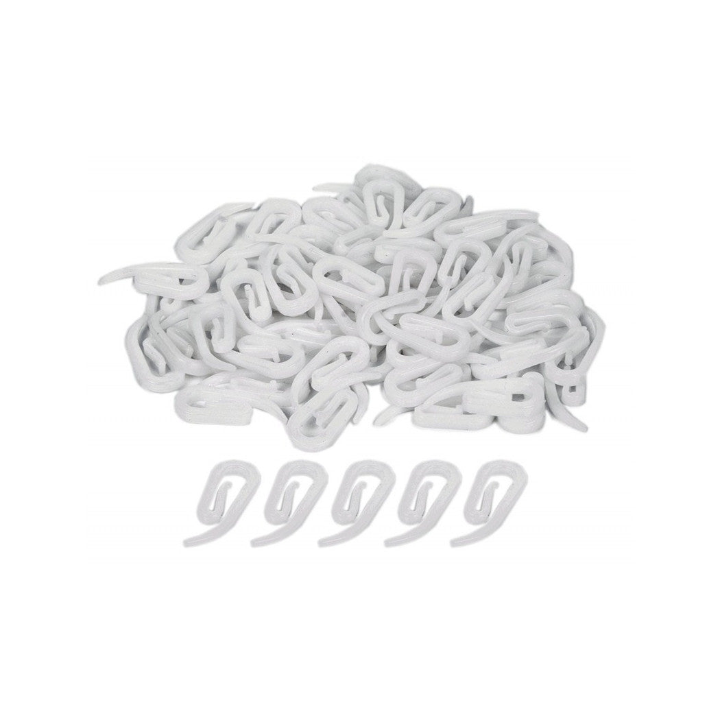 60 Stück weiße Kunststoffhaken in Proboscis Papera 25mm für Vorhangvorhänge