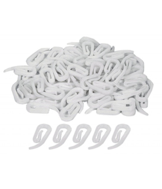 60 Stück weiße Kunststoffhaken in Proboscis Papera 25mm für Vorhangvorhänge