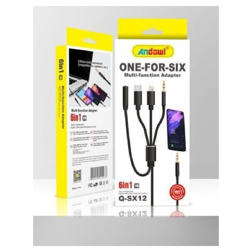 6-in-1-Adapter von 3,5-mm-Buchse auf Lightning-Typ-C-3,5-mm-Buchse M F Q-SX12