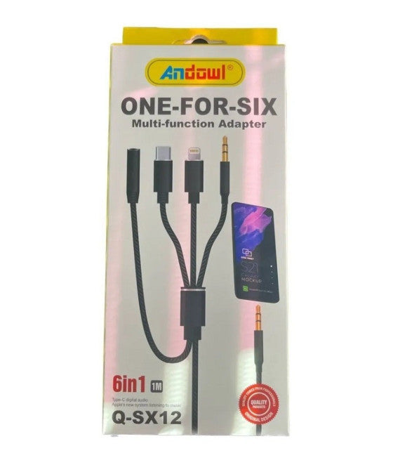 6-in-1-Adapter von 3,5-mm-Buchse auf Lightning-Typ-C-3,5-mm-Buchse M F Q-SX12