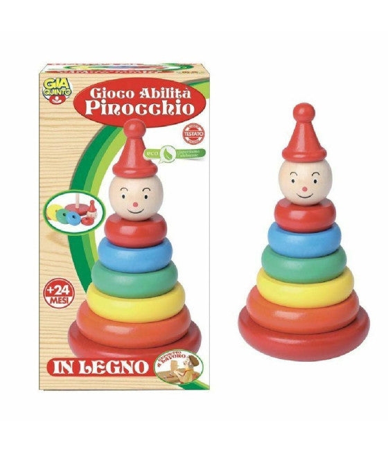 ABILITÄT PINOCCHIO IN LEGNO GIOCATTOLO GIOCATTOLO INCASTRO PIRAMIDE FÜR KINDER