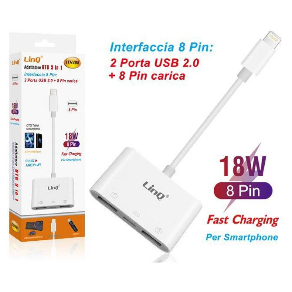 ADAPTER 8 PIN OTG SPEICHERKARTENLESER 3IN1 LIGHTNING+2USB ITH488