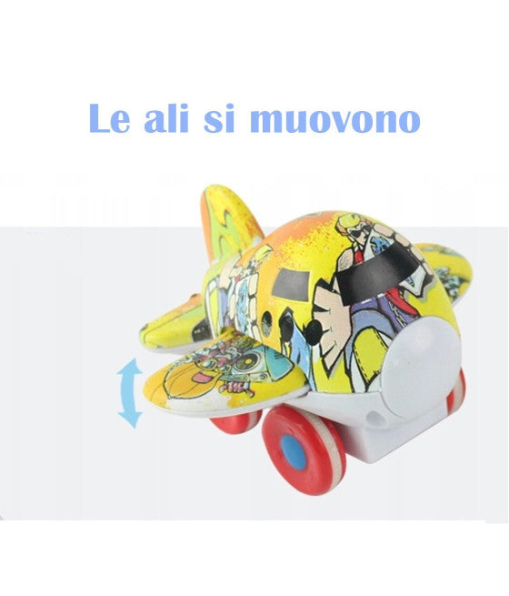 AEROPLANO MIT DEM BILDUNGSKINDER MIT RETRO CARICA