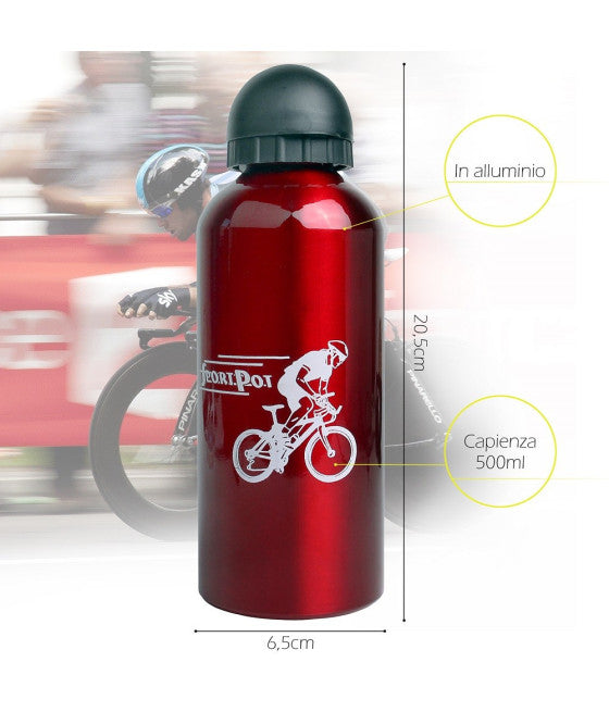 ALUMINIUM-WASSERFLASCHE MIT VERSENKBAREM AUSGIESSER STAUBKAPPE 500ML XC2505