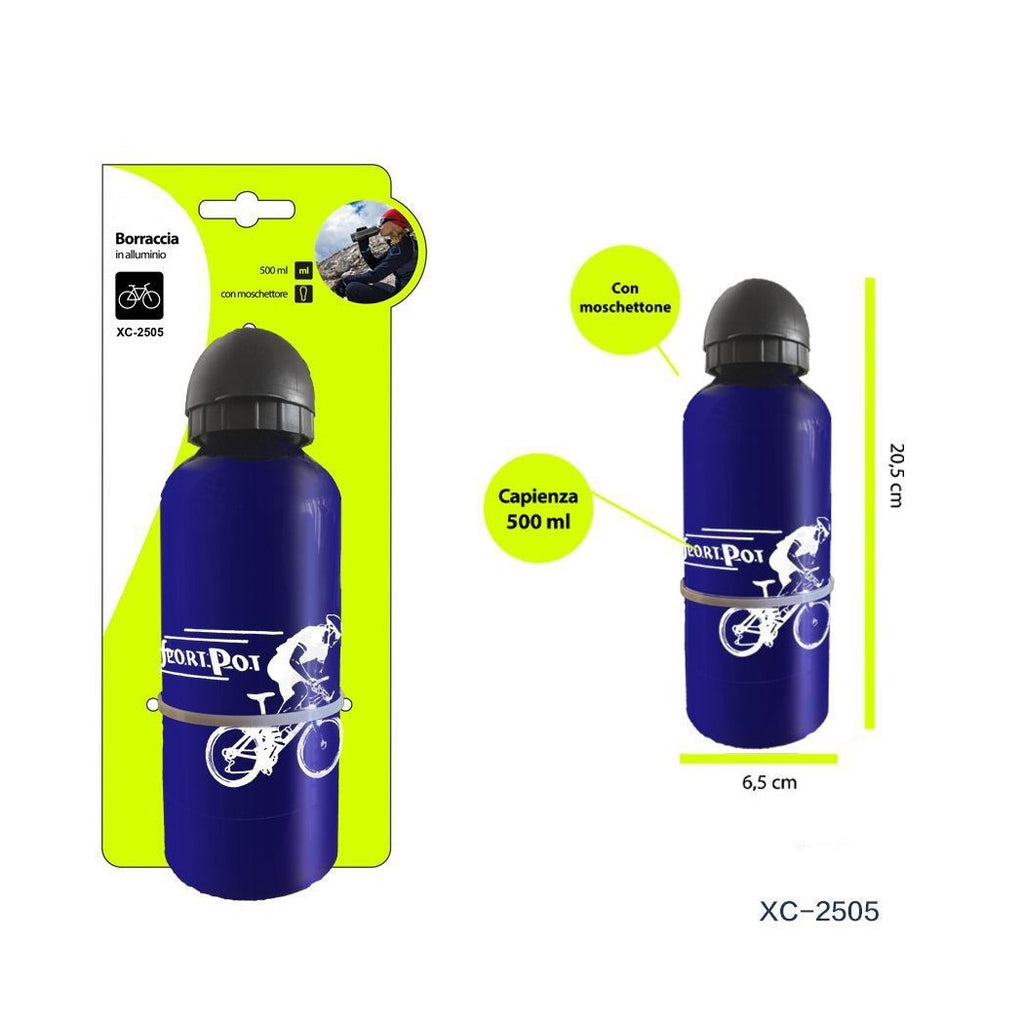 ALUMINIUM-WASSERFLASCHE MIT VERSENKBAREM AUSGIESSER STAUBKAPPE 500ML XC2505