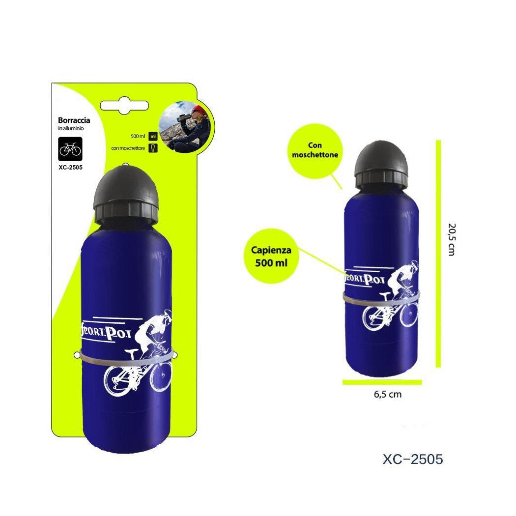 ALUMINIUM-WASSERFLASCHE MIT VERSENKBAREM AUSGIESSER STAUBKAPPE 500ML XC2505