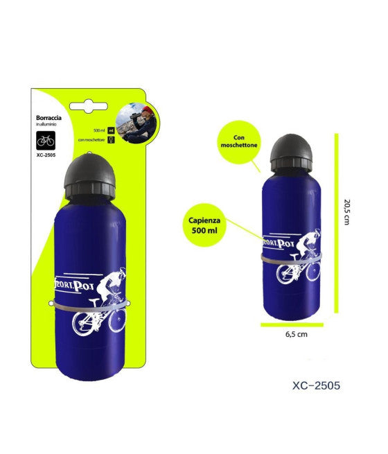 ALUMINIUM-WASSERFLASCHE MIT VERSENKBAREM AUSGIESSER STAUBKAPPE 500ML XC2505