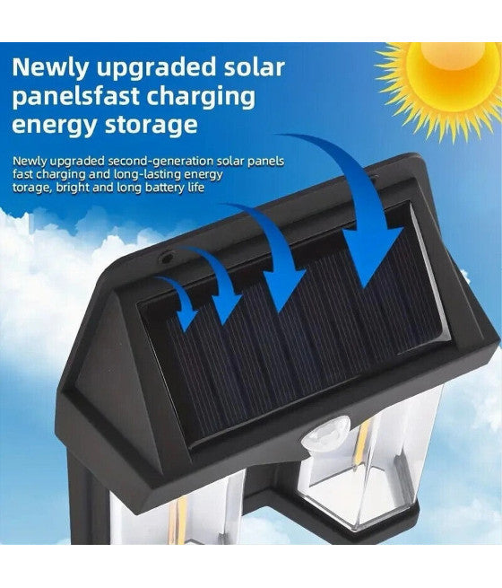 ANWENDUNG DOPPIA LANTERNA SOLARE LED SENSORE MOVIMENT IP65 AUS EXTERNAL