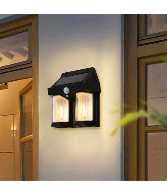 ANWENDUNG DOPPIA LANTERNA SOLARE LED SENSORE MOVIMENT IP65 AUS EXTERNAL