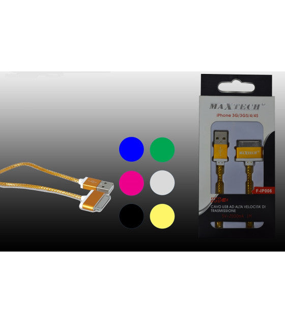 APPLE USB DATENKABEL FÜR IPHONE 3GS/3G/4/4S 5V-2000MA MAXTECH F-IP006