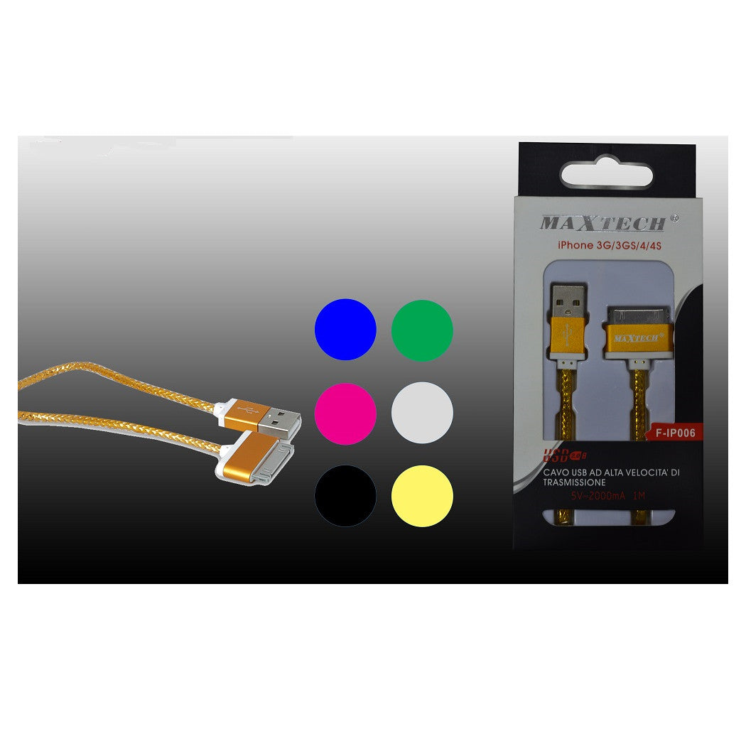 APPLE USB DATENKABEL FÜR IPHONE 3GS/3G/4/4S 5V-2000MA MAXTECH F-IP006