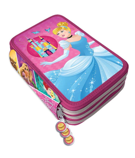 ASCHENPUTTEL PRINZESSINNEN 3-REISSVERSCHLUSS SCHULE FEDERMÄPPCHEN MIT ZUBEHÖR