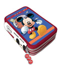 3-REISSVERSCHLUSS-SCHULMÄPPCHEN MICKEY MOUSE MIT BUNTSTIFTEN UND MARKERN
