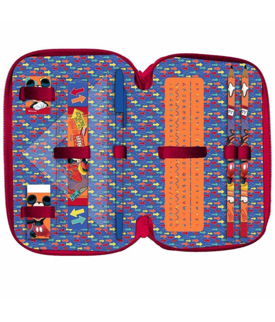 3-REISSVERSCHLUSS-SCHULMÄPPCHEN MICKEY MOUSE MIT BUNTSTIFTEN UND MARKERN