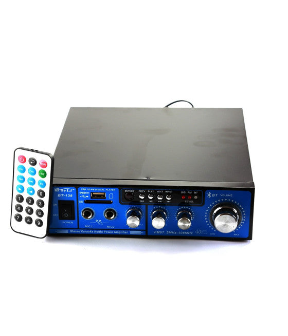 AUDIO-Verstärker 12V 220V USB Sd 2 MIKROFONEN MP3 FM HOME AUTO BLUETOOTH BT138