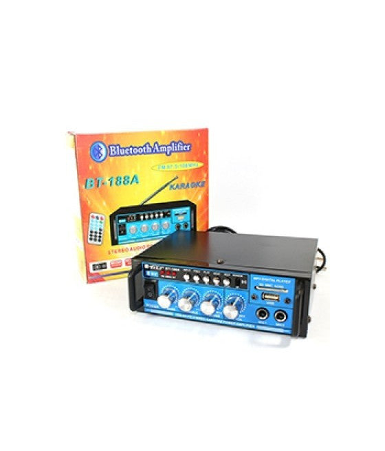 AUDIO VERSTÄRKER 12V 220V USB SD 2 MIKROFONE MP3 FM HEIM AUTO KARAOKE BT188A
