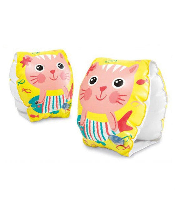 AUFBLASBARE GLÜCKLICHE KÄTZCHEN ARMLEHNEN 20X15CM KINDERBECKEN MEER 56665