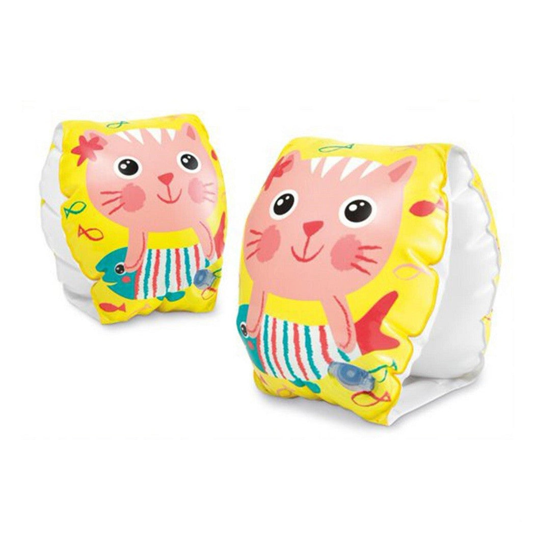 AUFBLASBARE GLÜCKLICHE KÄTZCHEN ARMLEHNEN 20X15CM KINDERBECKEN MEER 56665