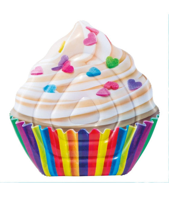 AUFBLASBARE INSEL MATRATZE CUPCAKE DRUCK PVC MEER POOL 142X135CM