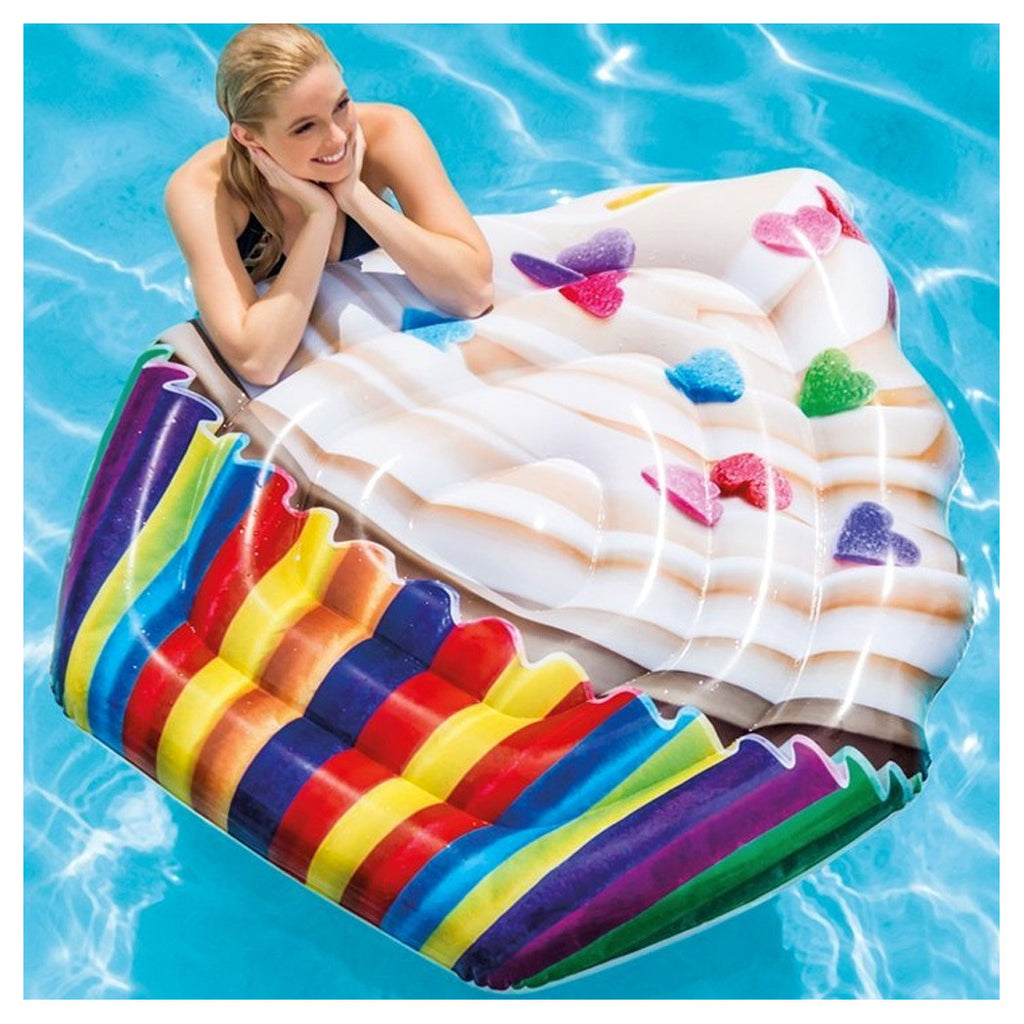 AUFBLASBARE INSEL MATRATZE CUPCAKE DRUCK PVC MEER POOL 142X135CM