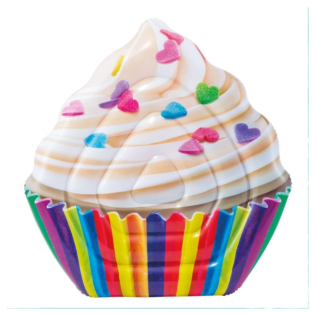 AUFBLASBARE INSEL MATRATZE CUPCAKE DRUCK PVC MEER POOL 142X135CM