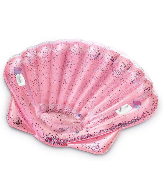 AUFBLASBARE INSELMATRATZE, SCHALE, GLITZER-MEERPOOL, 178X165CM