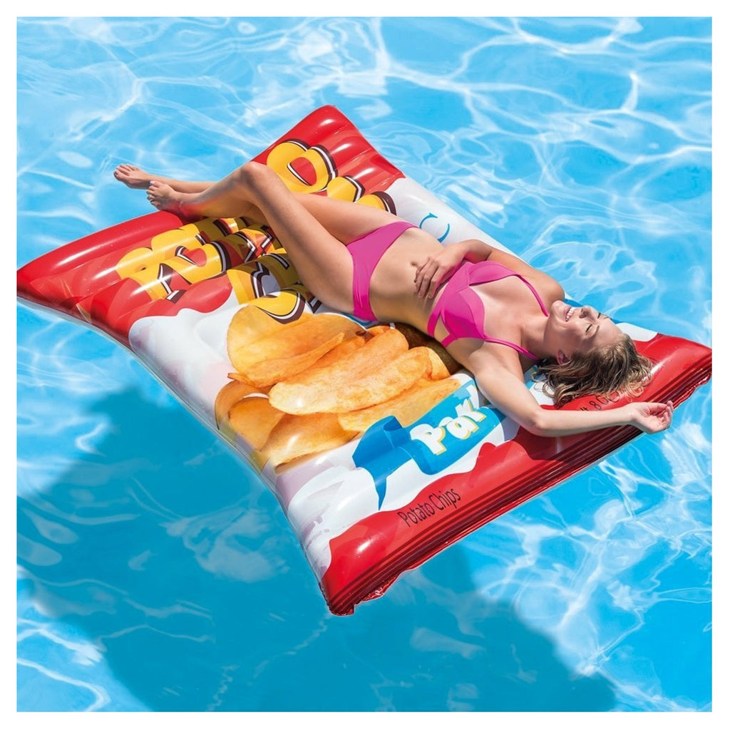 AUFBLASBARE INSEL MATRATZE DRUCK PVC CHIPS MEER SCHWIMMBAD 178X140CM