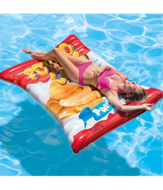 AUFBLASBARE INSEL MATRATZE DRUCK PVC CHIPS MEER SCHWIMMBAD 178X140CM