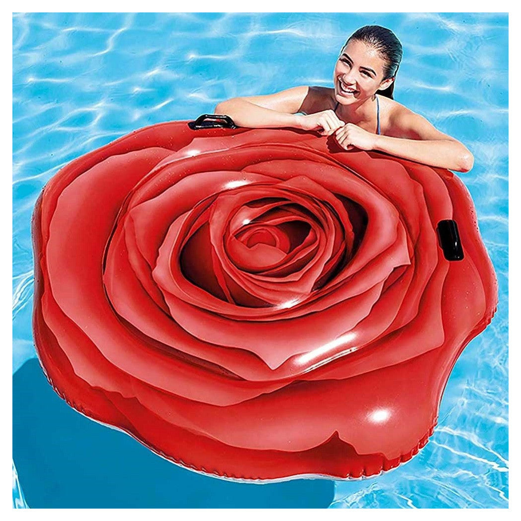 AUFBLASBARE INSELMATRATZE ROTER ROSENDRUCK MEERSPOOL 137X132 CM