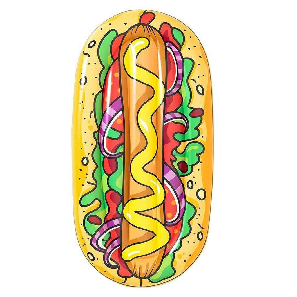 AUFBLASBARE INSELMATRATZE, PVC-MEERPOOL MIT HOT-DOG-PRINT, 190X109CM
