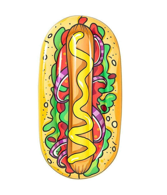 AUFBLASBARE INSELMATRATZE, PVC-MEERPOOL MIT HOT-DOG-PRINT, 190X109CM