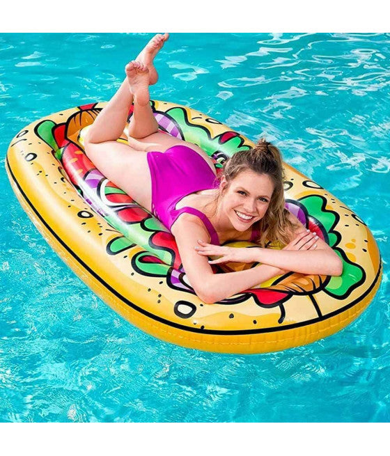 AUFBLASBARE INSELMATRATZE, PVC-MEERPOOL MIT HOT-DOG-PRINT, 190X109CM