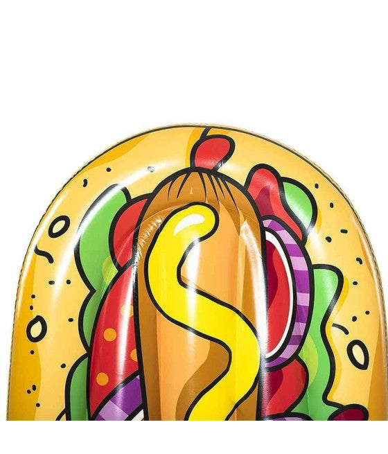 AUFBLASBARE INSELMATRATZE, PVC-MEERPOOL MIT HOT-DOG-PRINT, 190X109CM