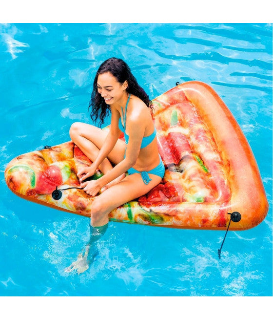 AUFBLASBARE MATRATZE REALISTISCHER DRUCK PIZZA INTEX MEER SCHWIMMBAD 145X175CM