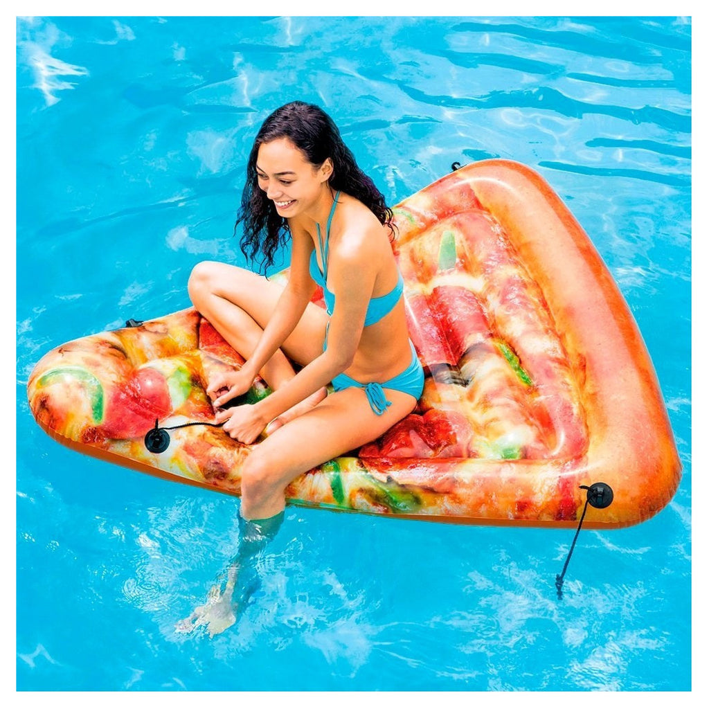 AUFBLASBARE MATRATZE REALISTISCHER DRUCK PIZZA INTEX MEER SCHWIMMBAD 145X175CM