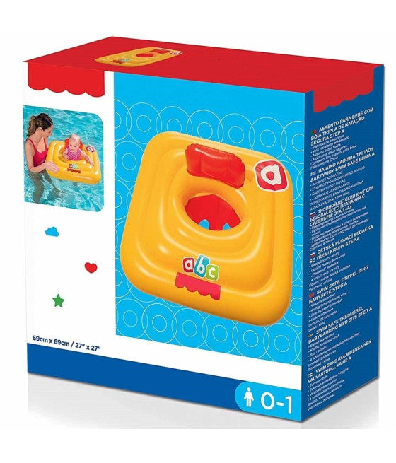 AUFBLASBARE QUADRATISCHE RETTUNGSBOJE MIT HÖSCHEN DURCHMESSER 69 X 69 CM GELB