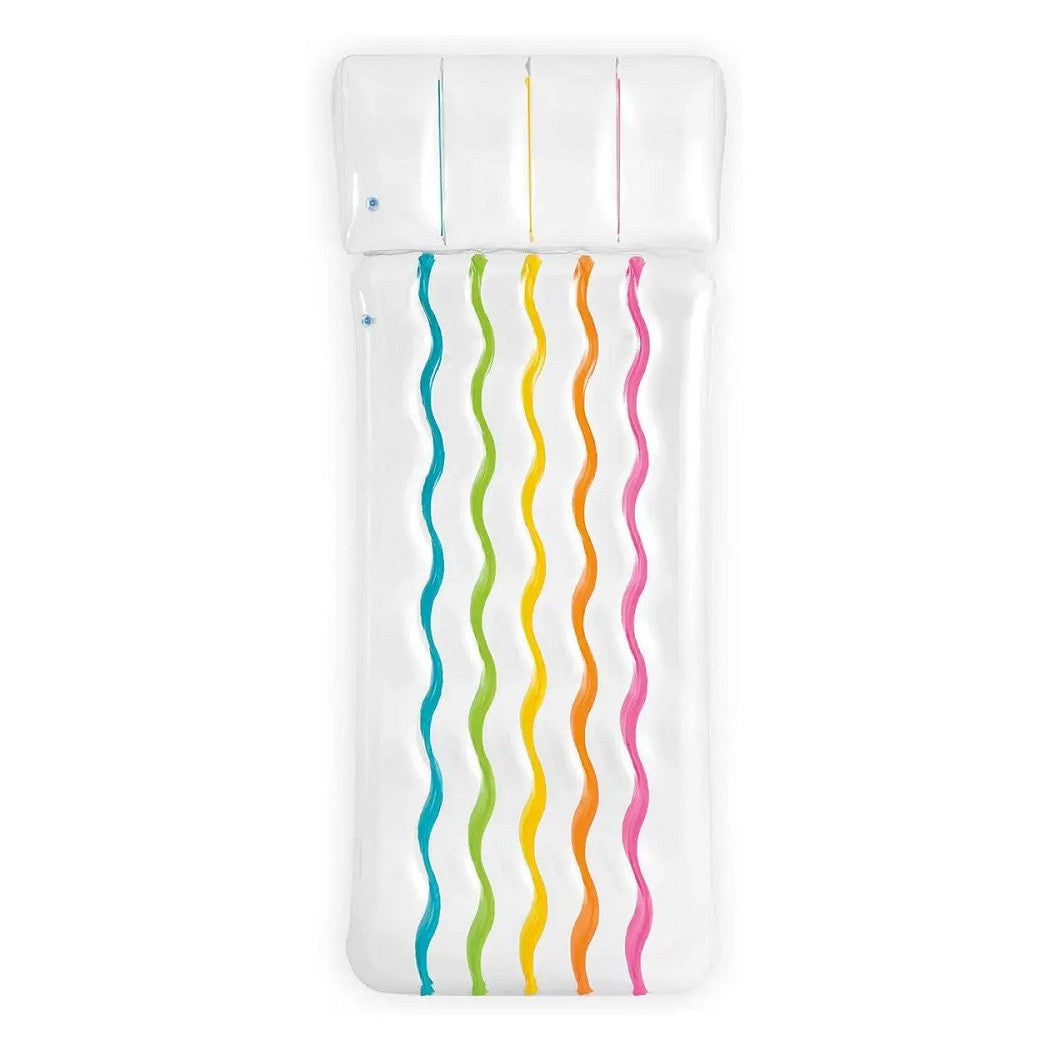 AUFBLASBARE REGENBOGENMATRATZE 203X84CM KISSEN SCHWIMMBAD MEER SEE 58724