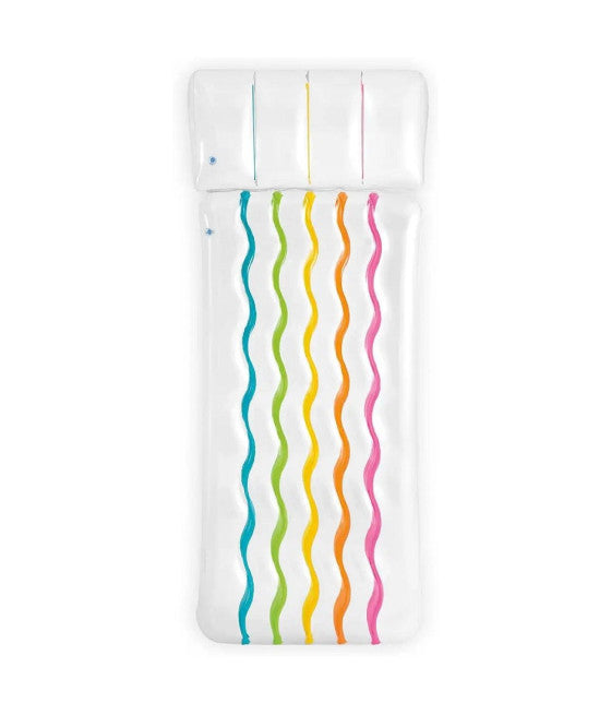 AUFBLASBARE REGENBOGENMATRATZE 203X84CM KISSEN SCHWIMMBAD MEER SEE 58724