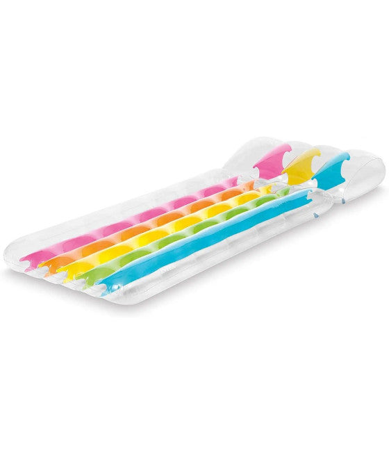 AUFBLASBARE REGENBOGENMATRATZE 203X84CM KISSEN SCHWIMMBAD MEER SEE 58724