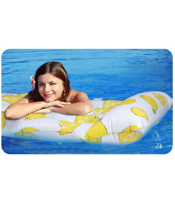 AUFBLASBARE SCHWIMMMATRATZE KOPFSTÜTZE ZITRONEN 628530