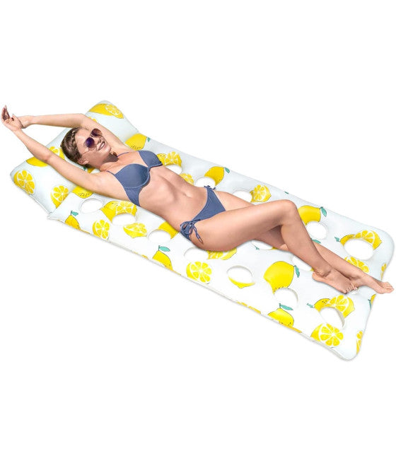 AUFBLASBARE SCHWIMMMATRATZE KOPFSTÜTZE ZITRONEN 628530