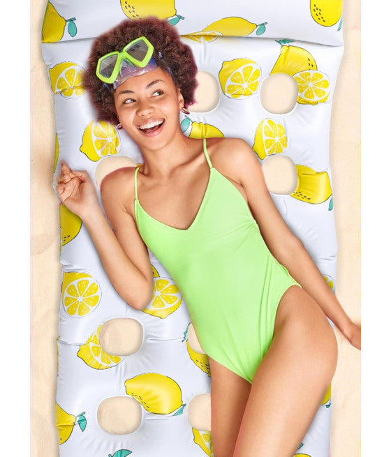 AUFBLASBARE SCHWIMMMATRATZE KOPFSTÜTZE ZITRONEN 628530