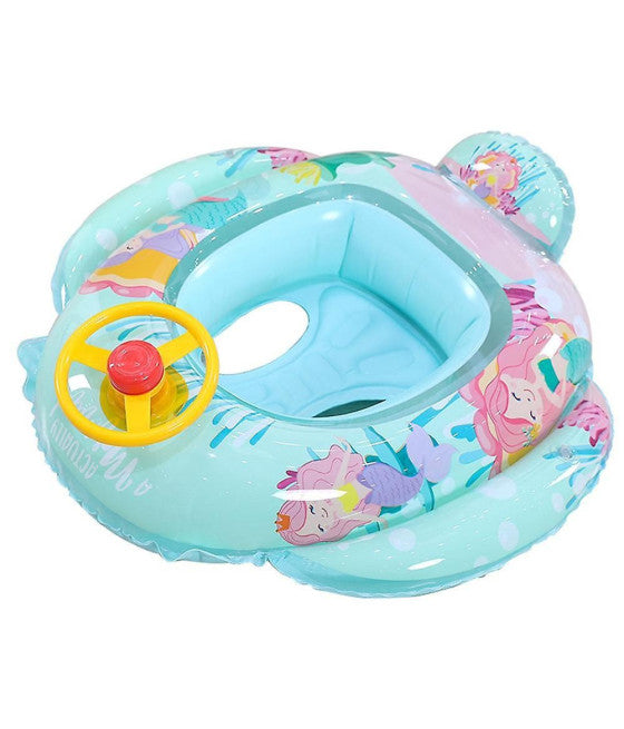 AUFBLASBARE KINDERSCHWIMMWESTE MIT HÖSCHEN UND RÜCKENLEHNE 70 CM NAVY GREEN