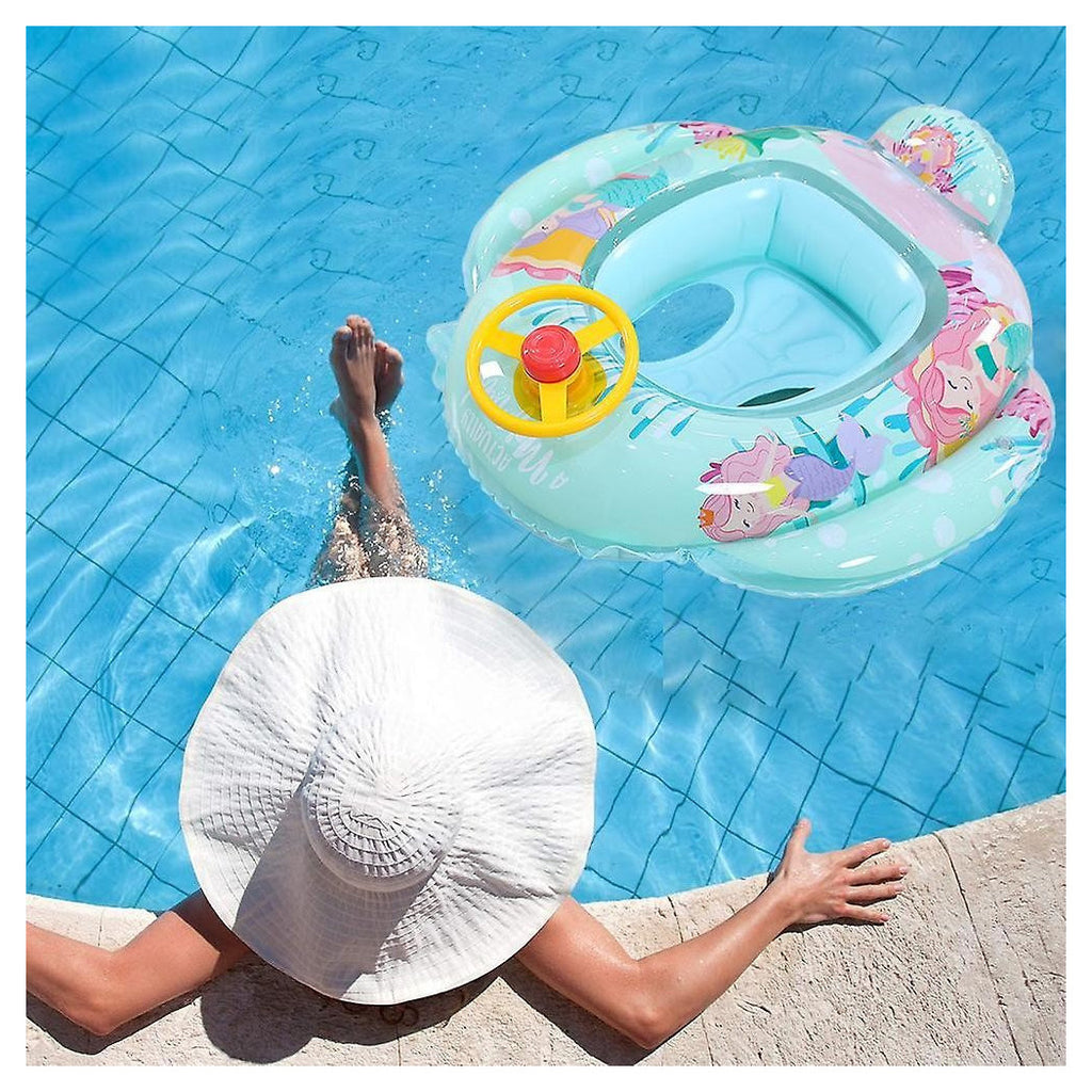 AUFBLASBARE KINDERSCHWIMMWESTE MIT HÖSCHEN UND RÜCKENLEHNE 70 CM NAVY GREEN