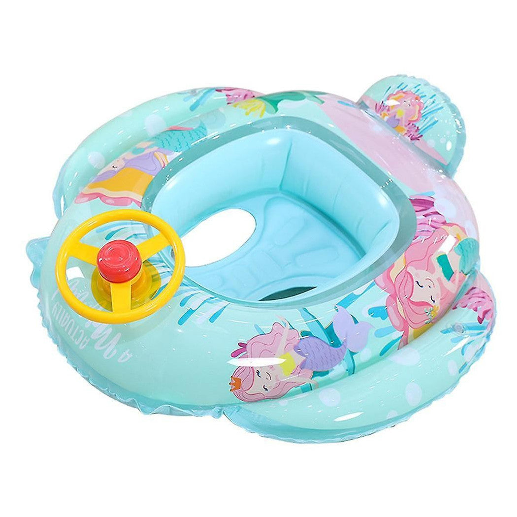 AUFBLASBARE KINDERSCHWIMMWESTE MIT HÖSCHEN UND RÜCKENLEHNE 70 CM NAVY GREEN