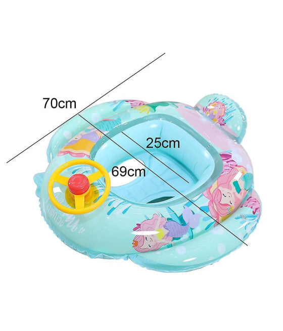 AUFBLASBARE KINDERSCHWIMMWESTE MIT HÖSCHEN UND RÜCKENLEHNE 70 CM NAVY GREEN